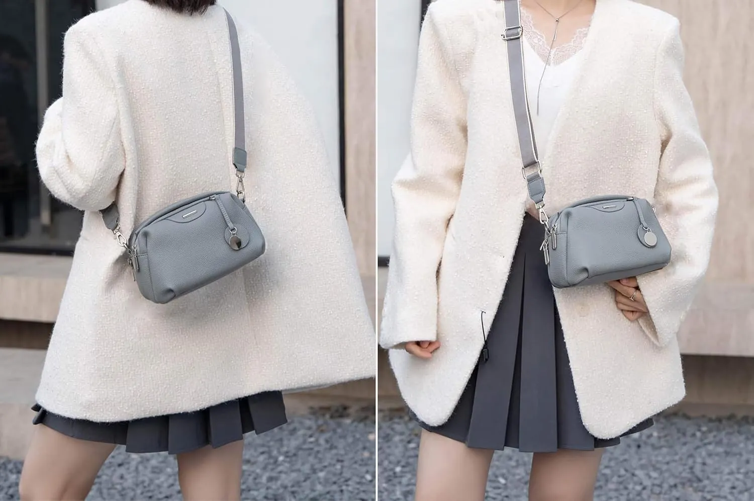 Small Crossbody Bag Genuine Leather for Travel Crossbody Purse for Women Cross Body Bag Real Leather with 2 Shoulder Strap