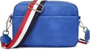 Small Crossbody Bag with Wide Guitar Strap Camera Purse Shoulder Handbag Satchel