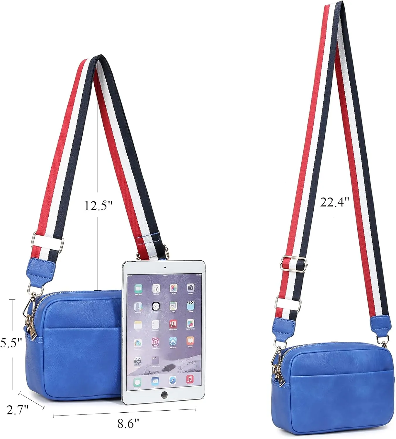 Small Crossbody Bag with Wide Guitar Strap Camera Purse Shoulder Handbag Satchel
