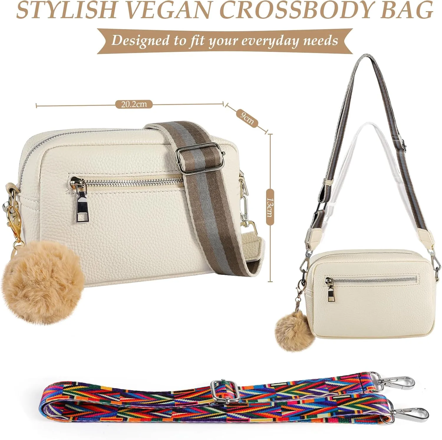 Small Crossbody Bag Women,Vegan Leather Shoulder Handbags Wallet Satchel Purse with 2 Adjustable Strap