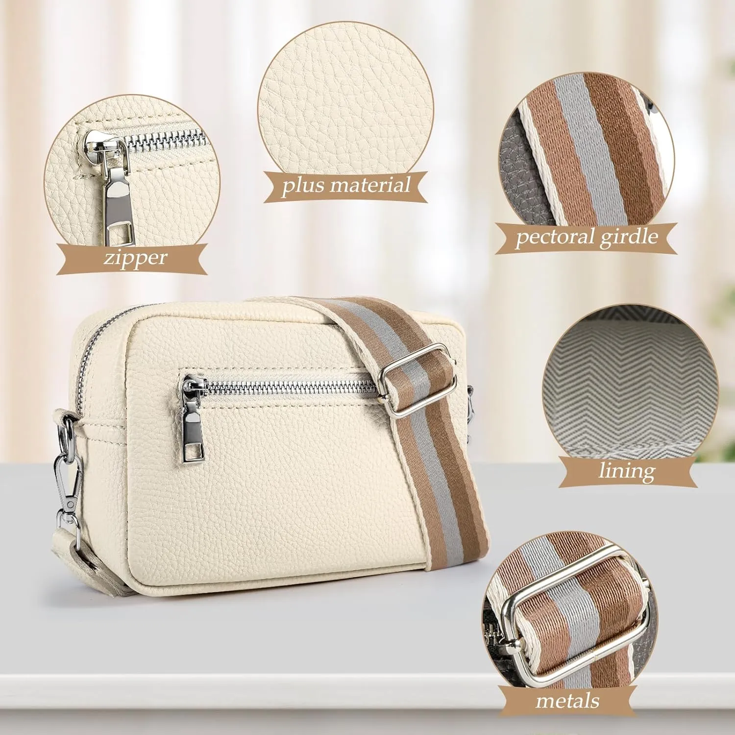 Small Crossbody Bag Women,Vegan Leather Shoulder Handbags Wallet Satchel Purse with 2 Adjustable Strap