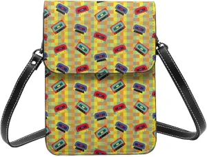 Small Crossbody Bags for Women, Leather 90s Audio Tape Cell Phone Cross Body Bag Wallet Purses