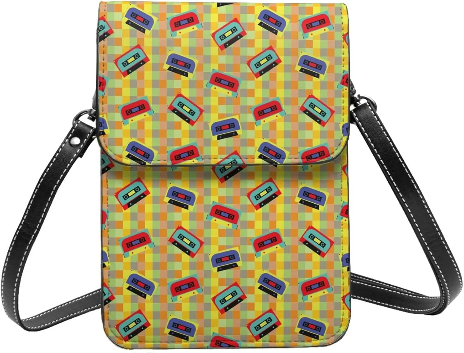 Small Crossbody Bags for Women, Leather 90s Audio Tape Cell Phone Cross Body Bag Wallet Purses