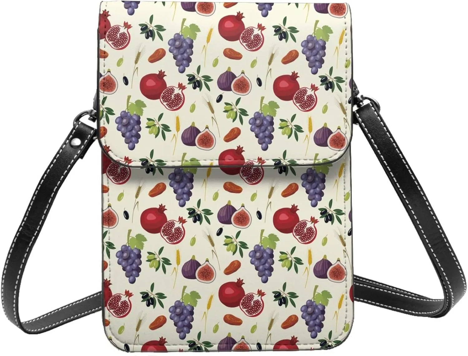 Small Crossbody Bags for Women, Leather Cute Grape Pomegranate Cell Phone Cross Body Bag Wallet Purses