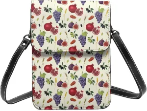Small Crossbody Bags for Women, Leather Cute Grape Pomegranate Cell Phone Cross Body Bag Wallet Purses