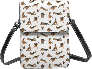 Small Crossbody Bags for Women, Leather German Shepherd Dog Cheerful Cell Phone Cross Body Bag Wallet Purses