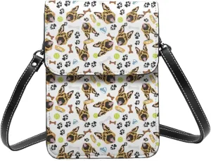 Small Crossbody Bags for Women, Leather German Shepherd Dog Squash Cell Phone Cross Body Bag Wallet Purses