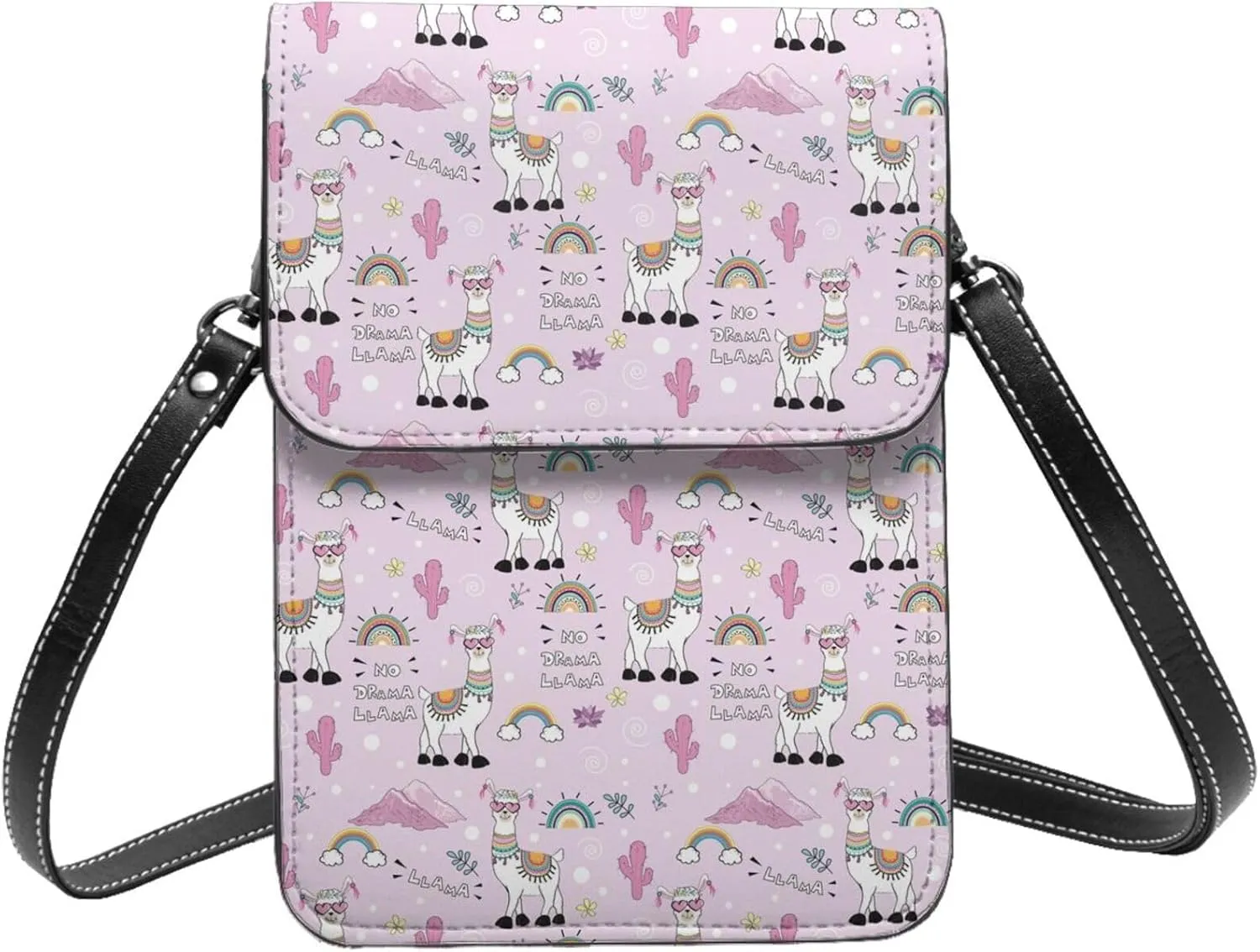 Small Crossbody Bags for Women, Leather No Drama Llama Cell Phone Cross Body Bag Wallet Purses