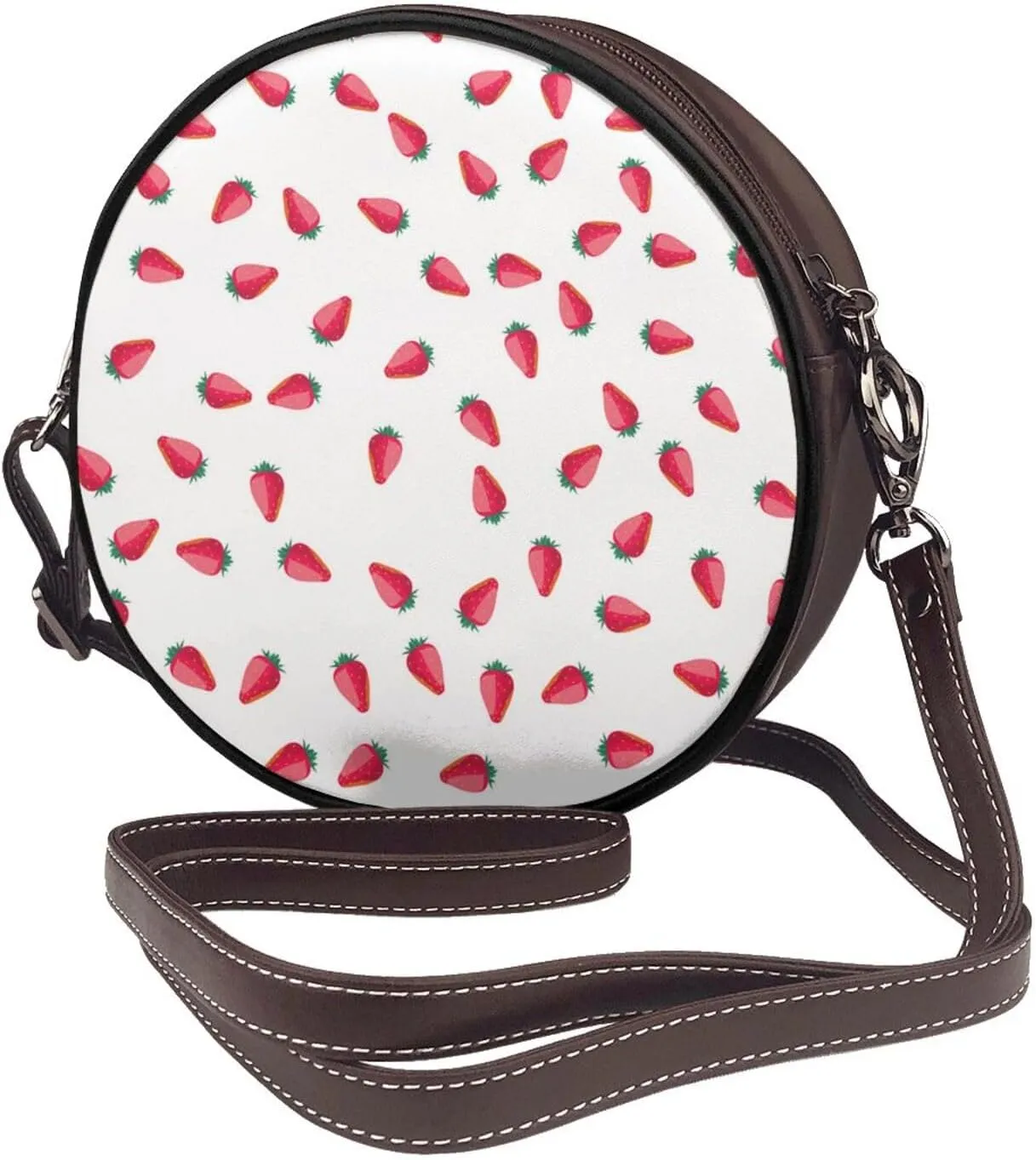 Small Crossbody Bags for Women Round Purses PU Leather Shoulder Bag with Adjustable Strap