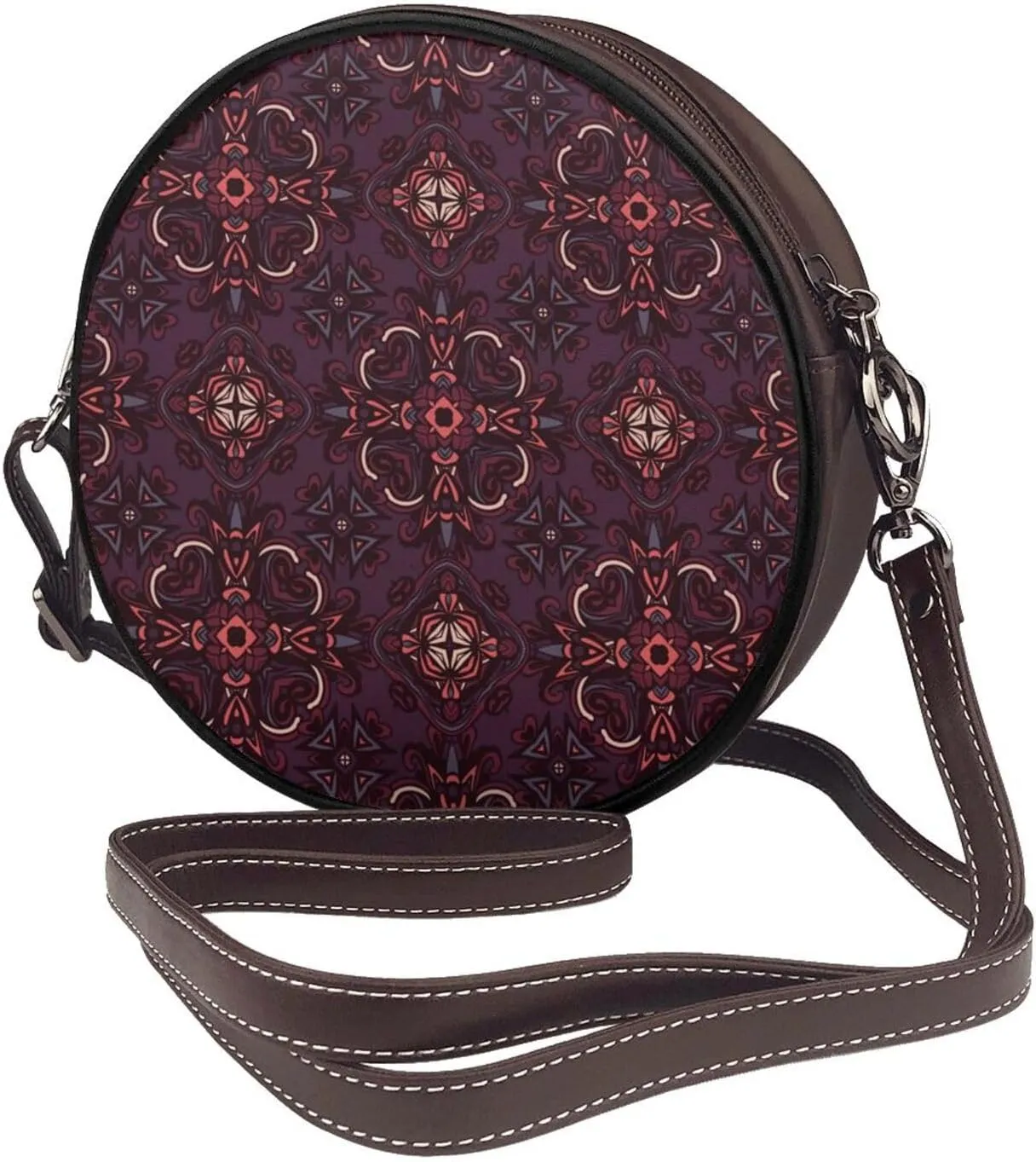 Small Crossbody Bags for Women Round Purses PU Leather Shoulder Bag with Adjustable Strap