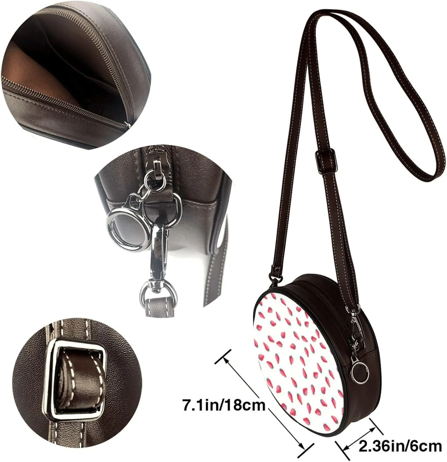 Small Crossbody Bags for Women Round Purses PU Leather Shoulder Bag with Adjustable Strap