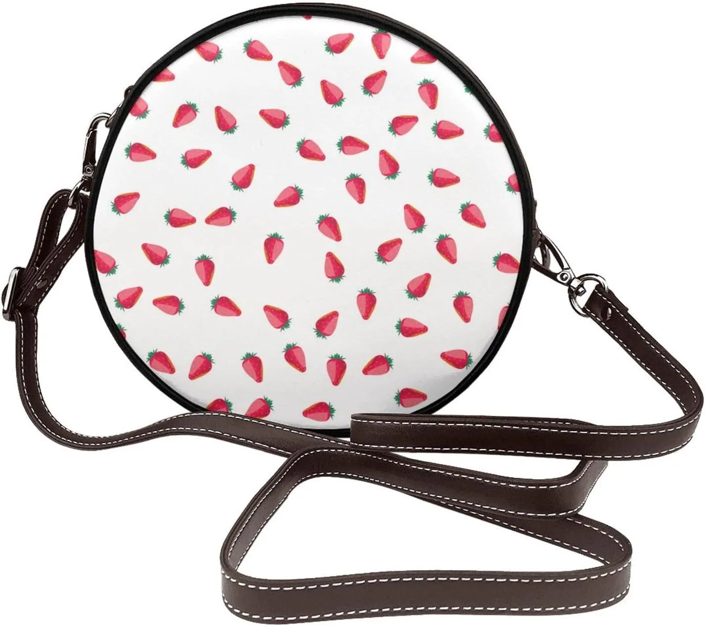 Small Crossbody Bags for Women Round Purses PU Leather Shoulder Bag with Adjustable Strap