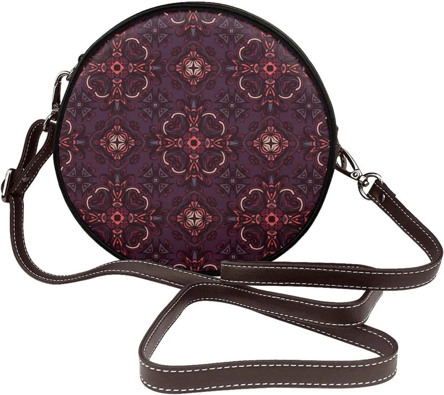 Small Crossbody Bags for Women Round Purses PU Leather Shoulder Bag with Adjustable Strap