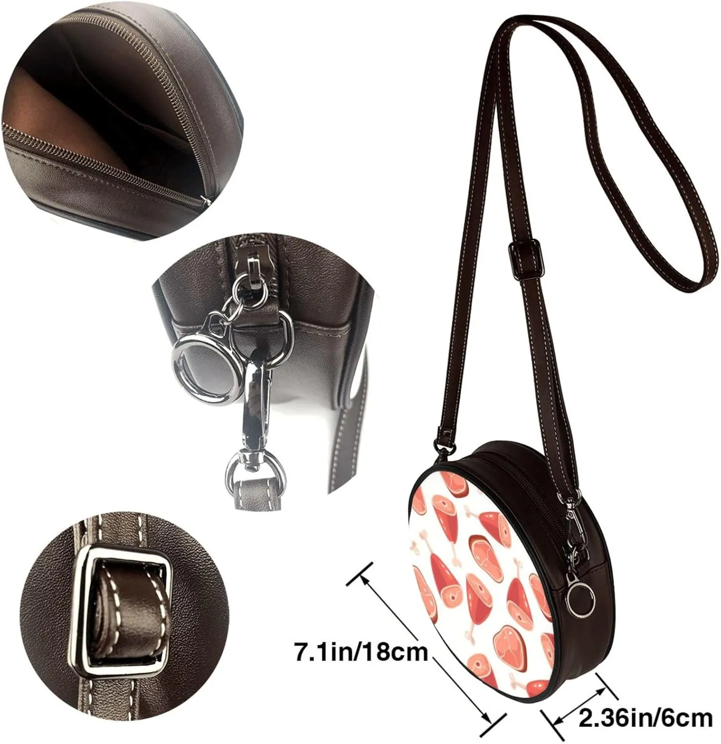 Small Crossbody Bags for Women Round Purses PU Leather Shoulder Bag with Adjustable Strap