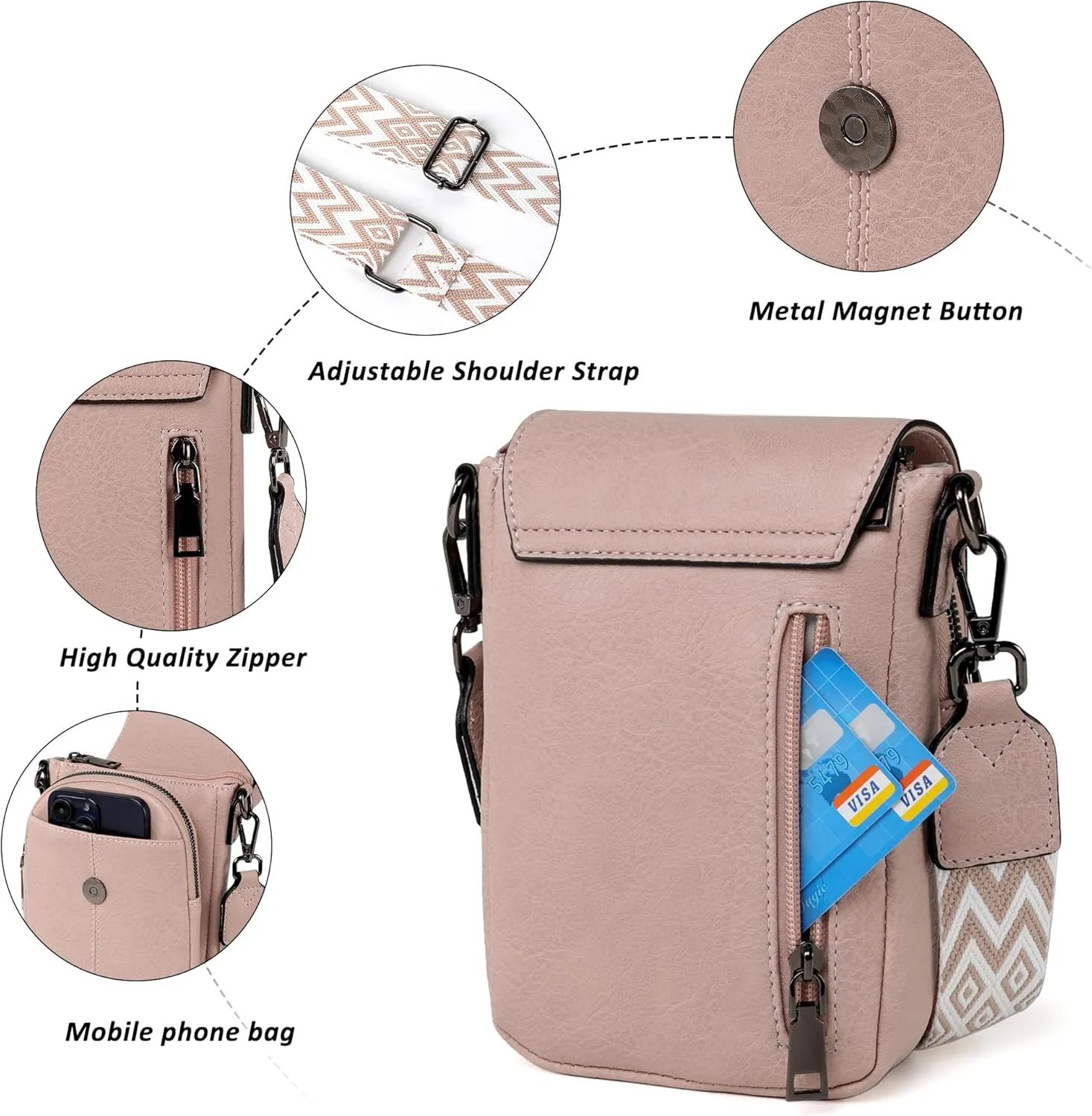 Small Crossbody Bags for Women, Small Purses for Women with Card Slots Phone Purse mit Adjustable Strap