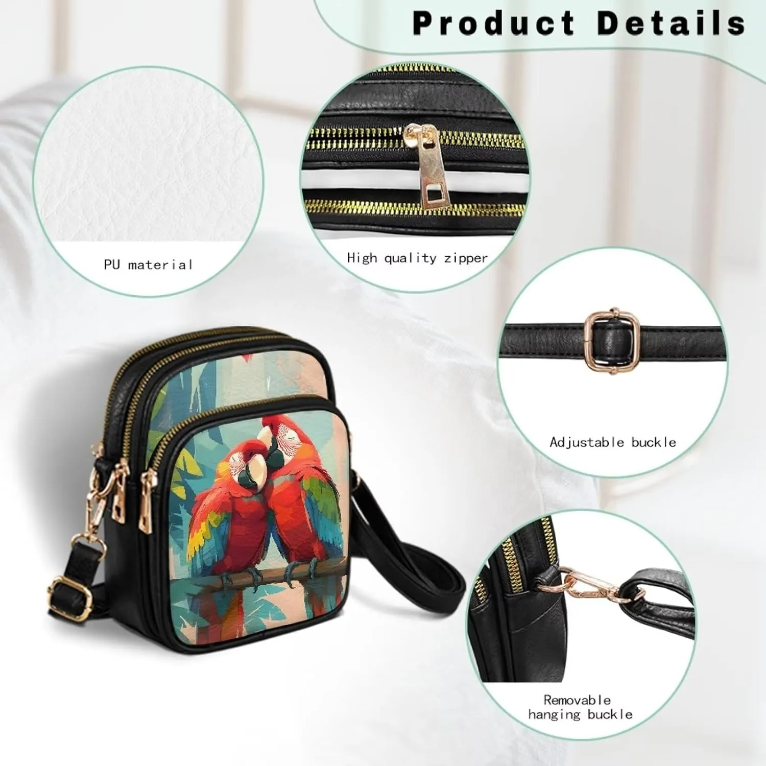 Small Crossbody Bags PU Leather Shoulder Handbags for Women, Travel Wallet Zipper Phone Pouch with Shoulder Strap