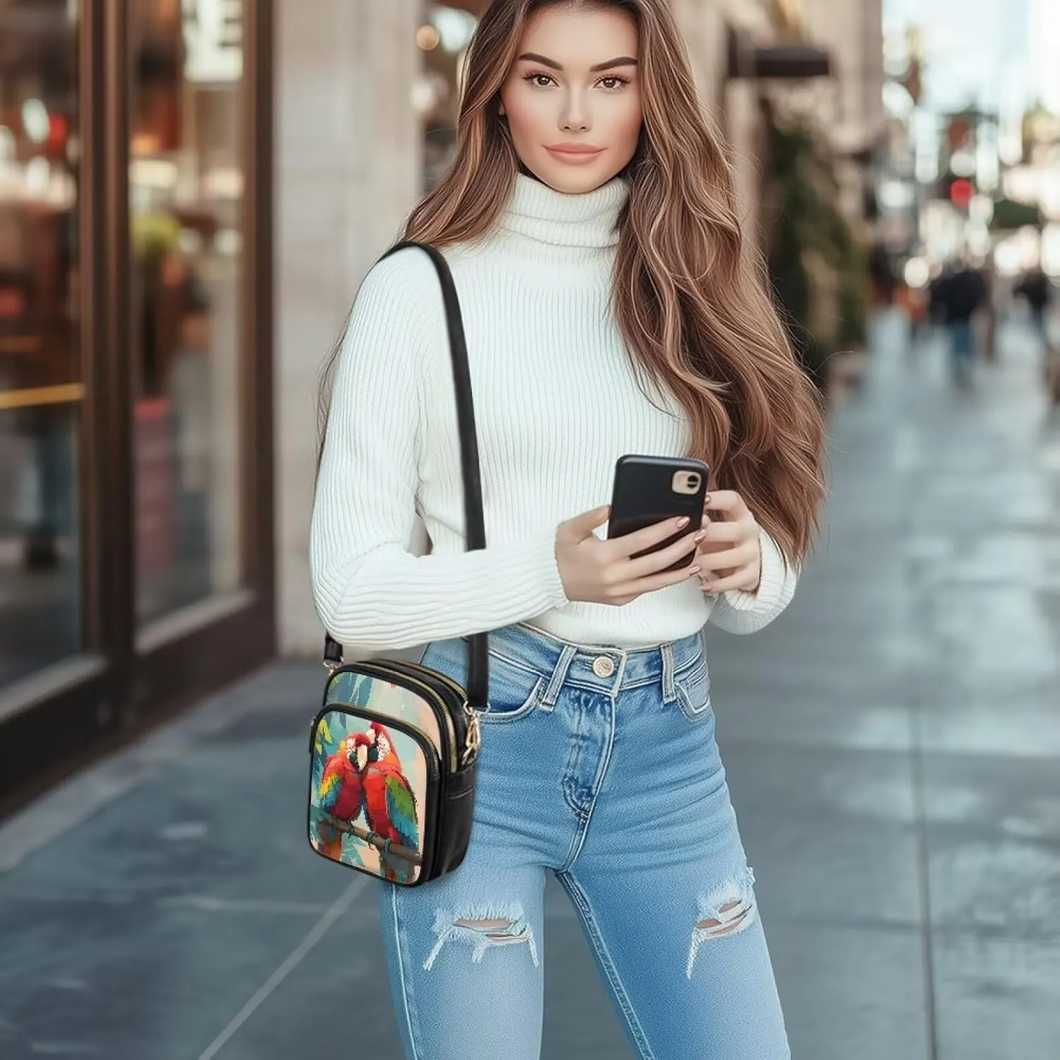 Small Crossbody Bags PU Leather Shoulder Handbags for Women, Travel Wallet Zipper Phone Pouch with Shoulder Strap