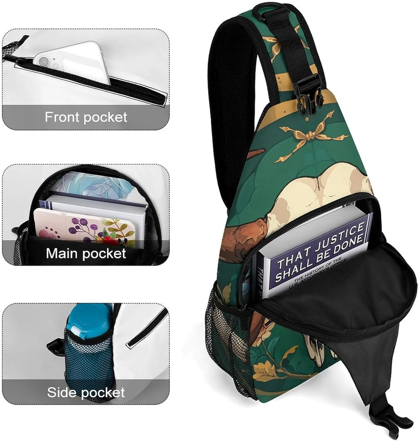 Small Crossbody Sling Backpack Bull Skull Chest Bags for Traveling Chest Fashion Shoulder Bag