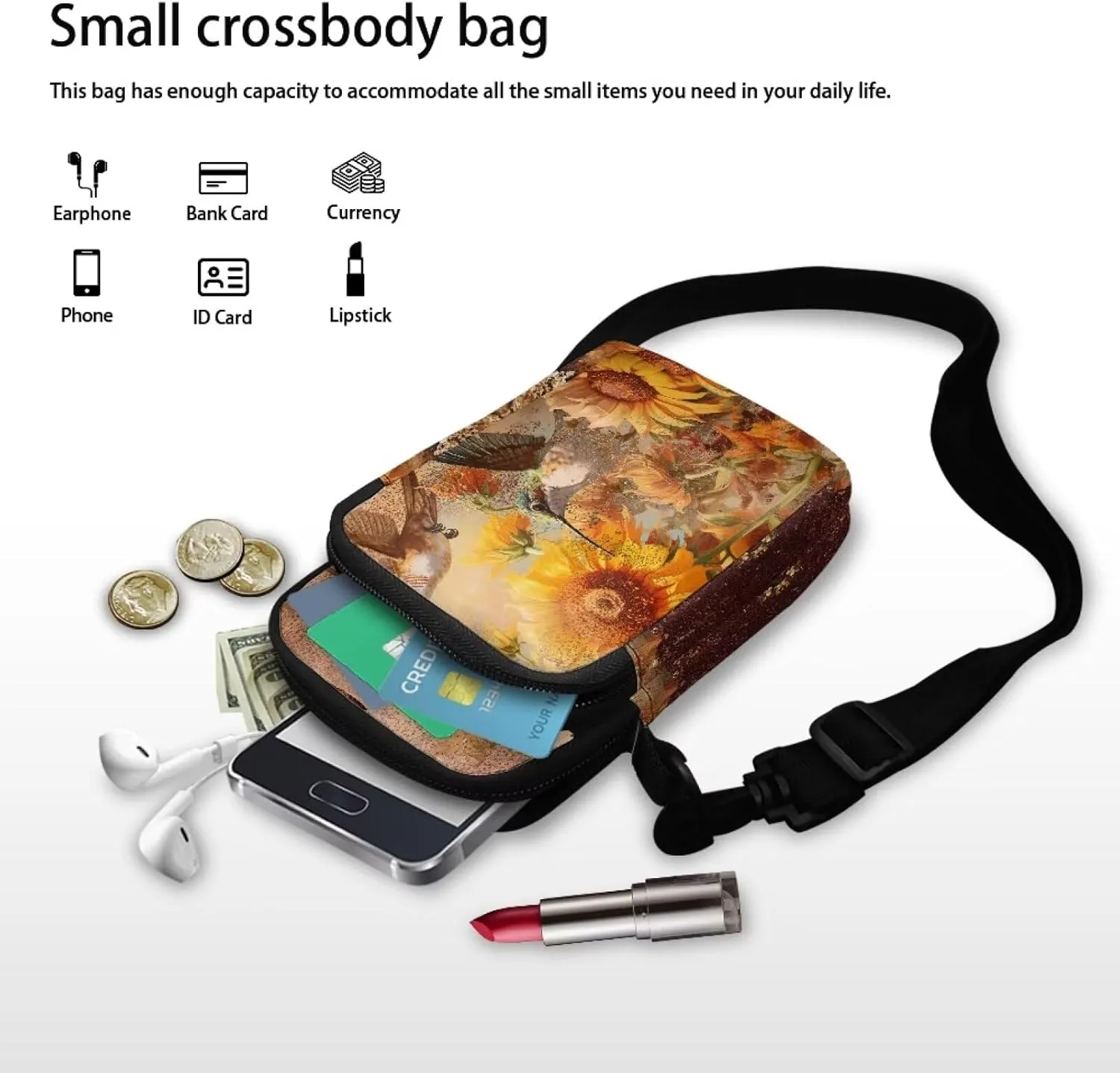 Small Crossbody Wallet Phone Bag Women Mini Crossbody Purse Cell Phone Shoulder Bag Mini Wallet Over Shoulder Strap