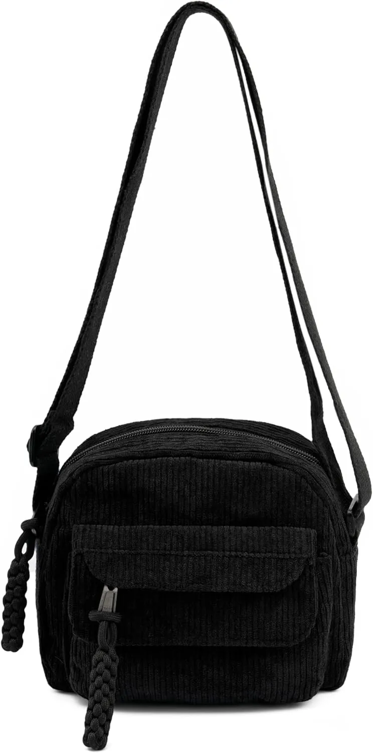 Small Cute Corduroy Crossbody Bag Mini Shoulder Bag Handbags Purse with Zipper Pocket