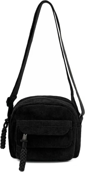 Small Cute Corduroy Crossbody Bag Mini Shoulder Bag Handbags Purse with Zipper Pocket