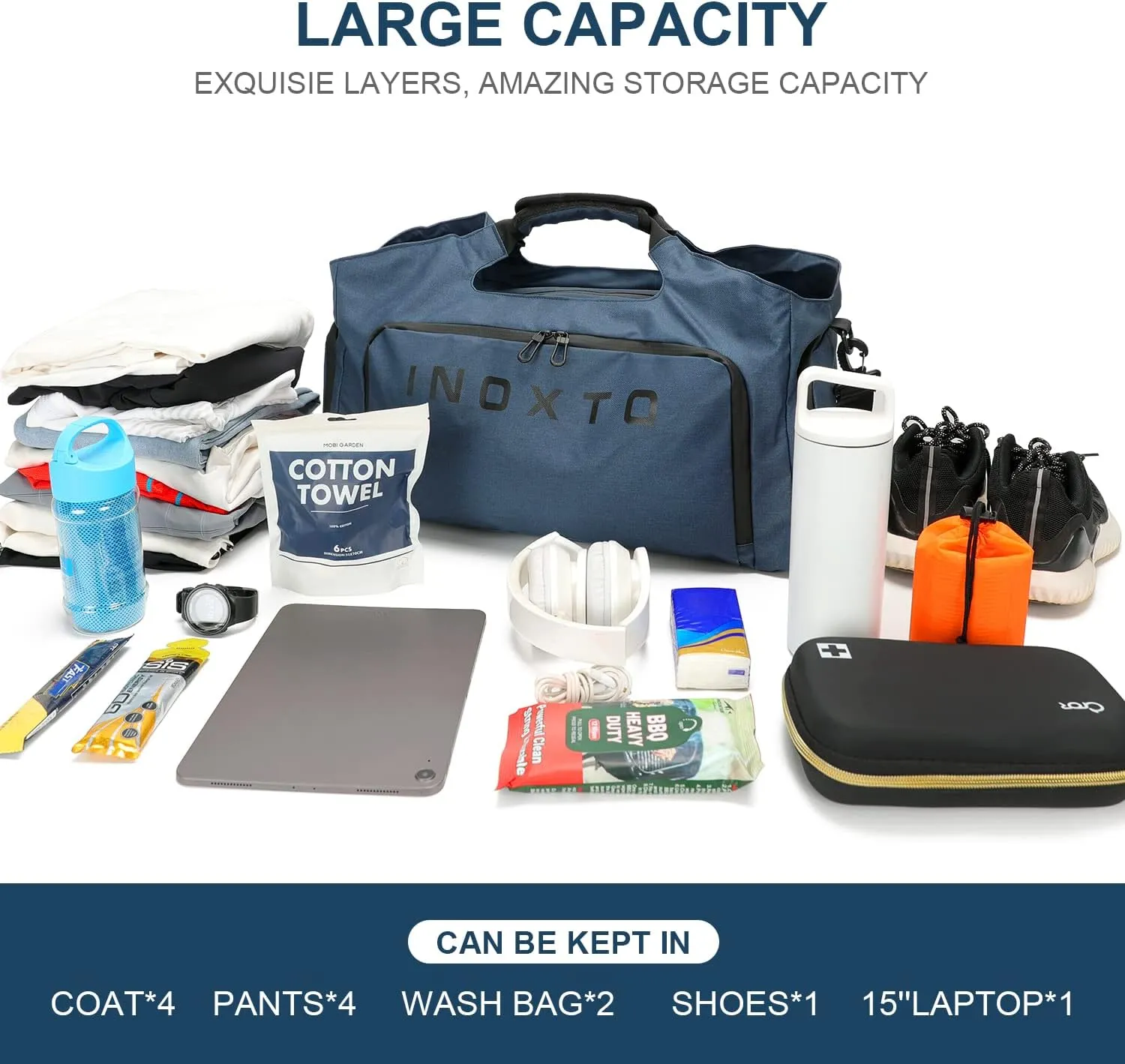 Small Gym Bag for Men Women, Waterproof Sports Travel Duffel Bag with Wet Pocket & Shoes Compartment, Lightweight Carry on Weekender Overnight Bag, Gym Tote Bag for Travel, Workout (Blue)
