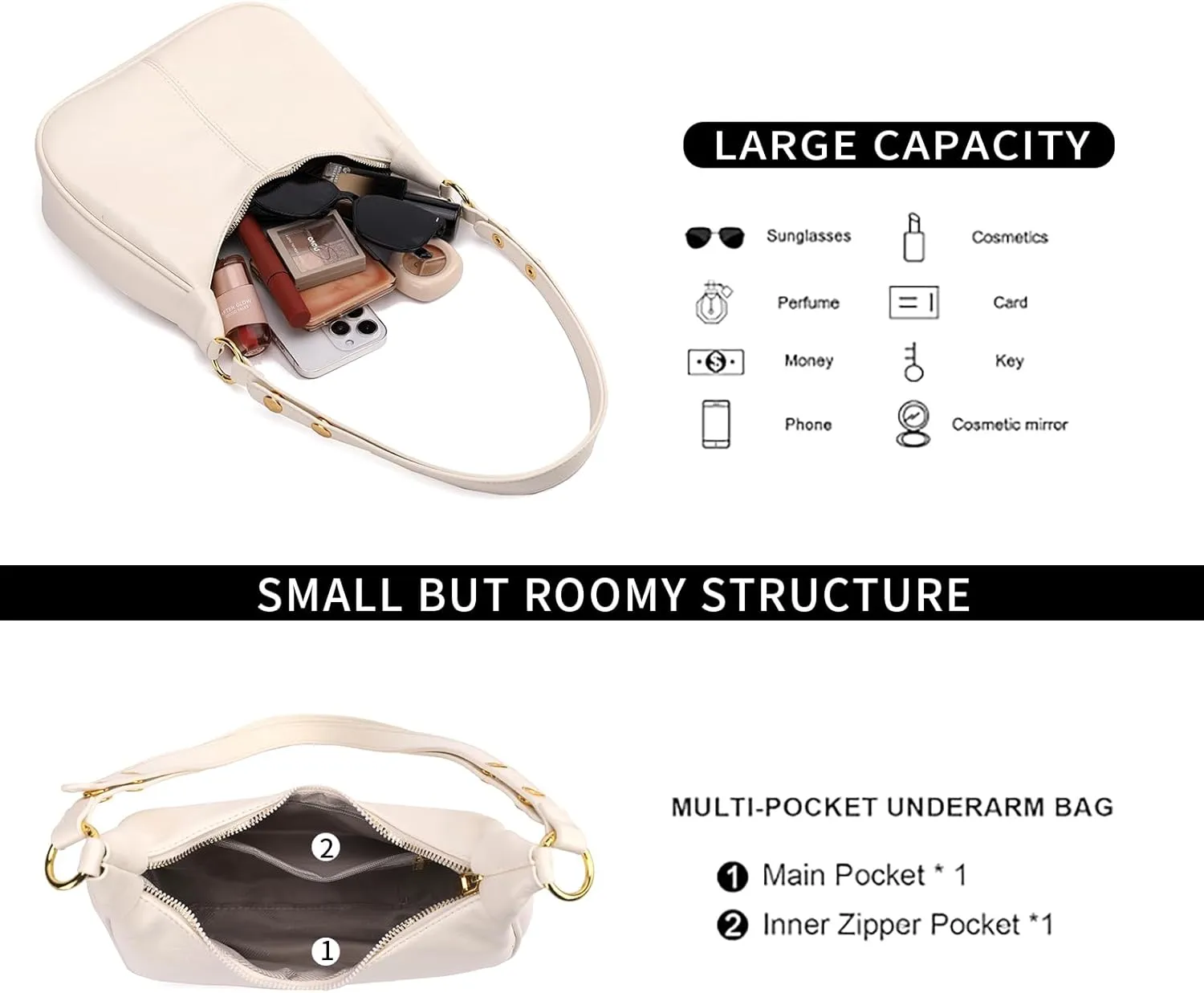 Small Hobo Bags Retro Crescent Shoulder Purse Women Soft Crossbody Handbag