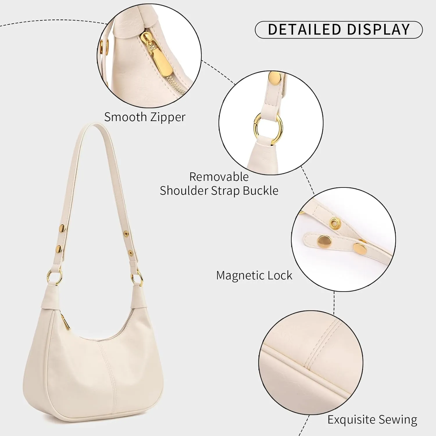 Small Hobo Bags Retro Crescent Shoulder Purse Women Soft Crossbody Handbag