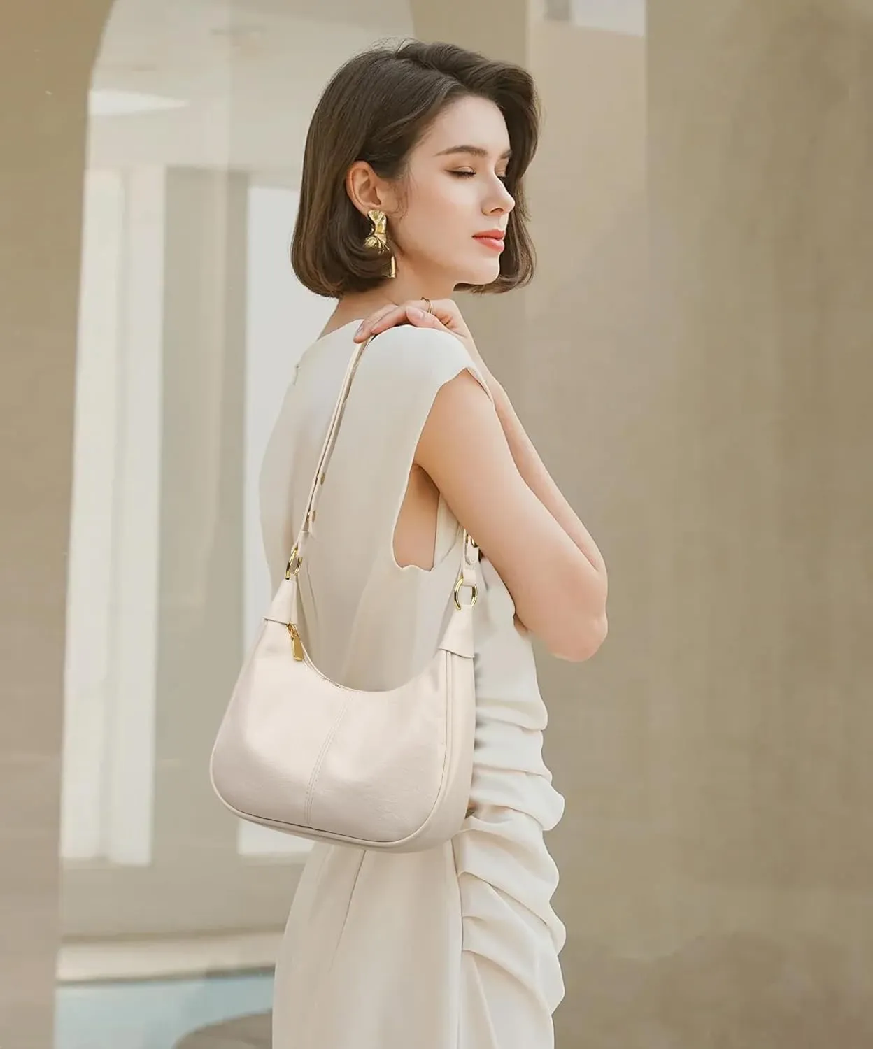 Small Hobo Bags Retro Crescent Shoulder Purse Women Soft Crossbody Handbag