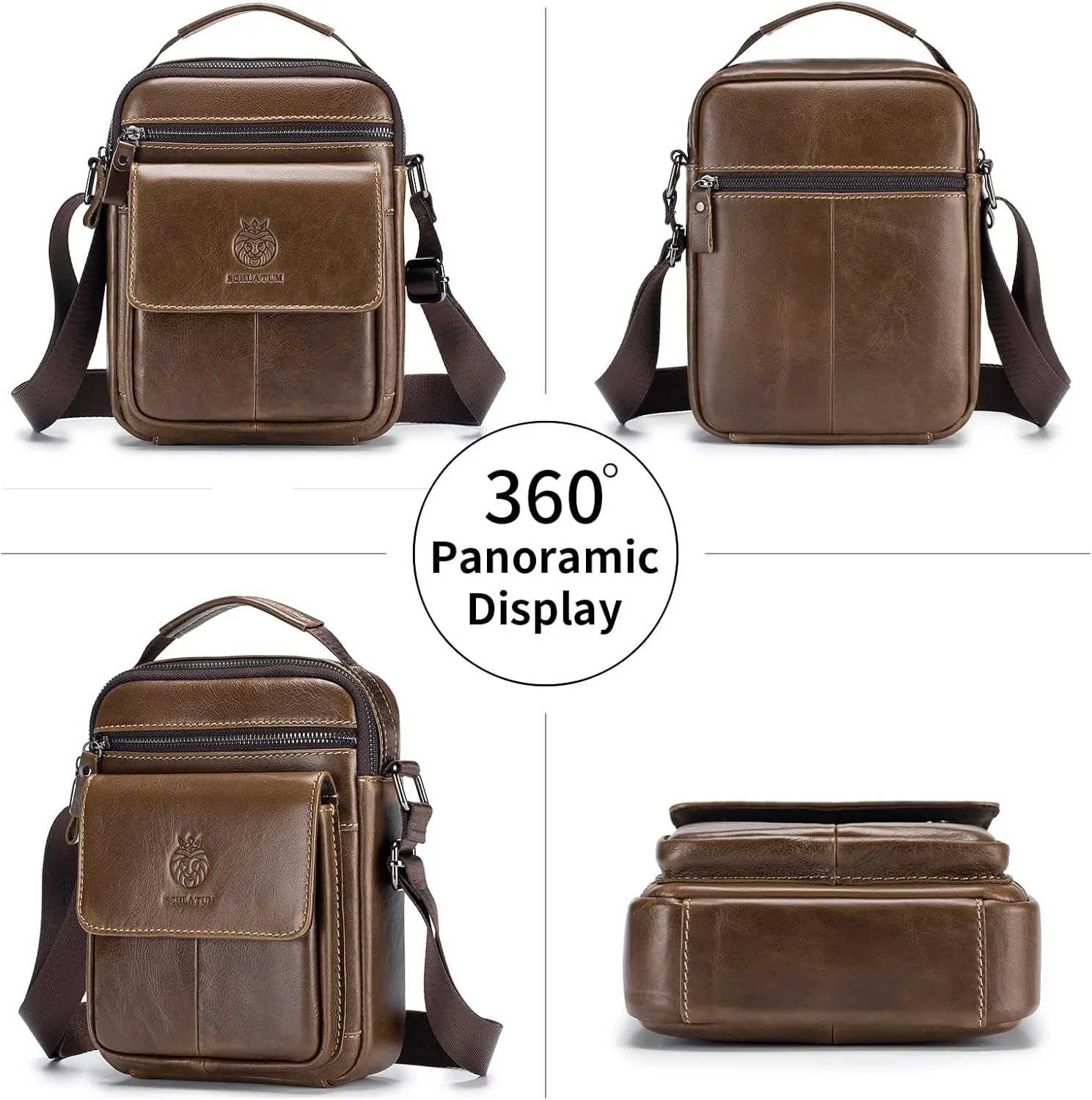 Small Leather Messenger Bag for Men, Men's Shoulder Bag, Small Leather Man Bag Crossbody, Man Purse Casual Handbag