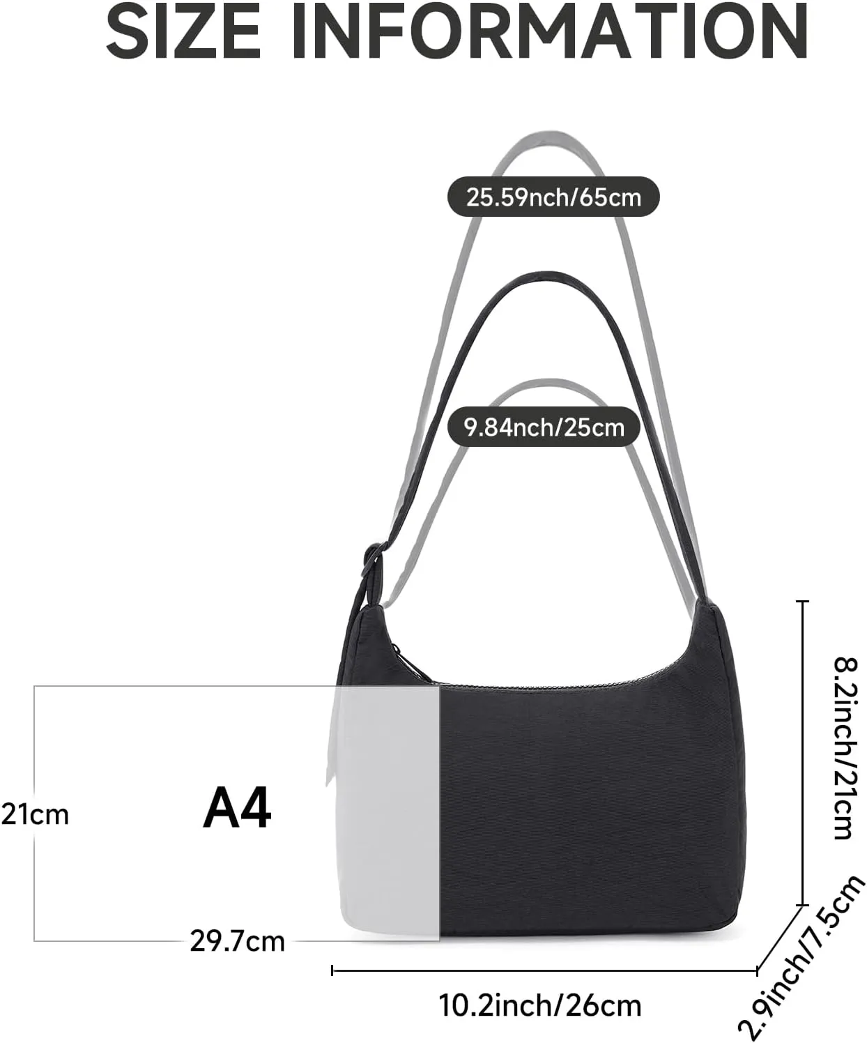 Small Nylon Shoulder Bag for Women Mini Crescent Purse with Adjustable Quilted Strap for Travel Casual Everyday