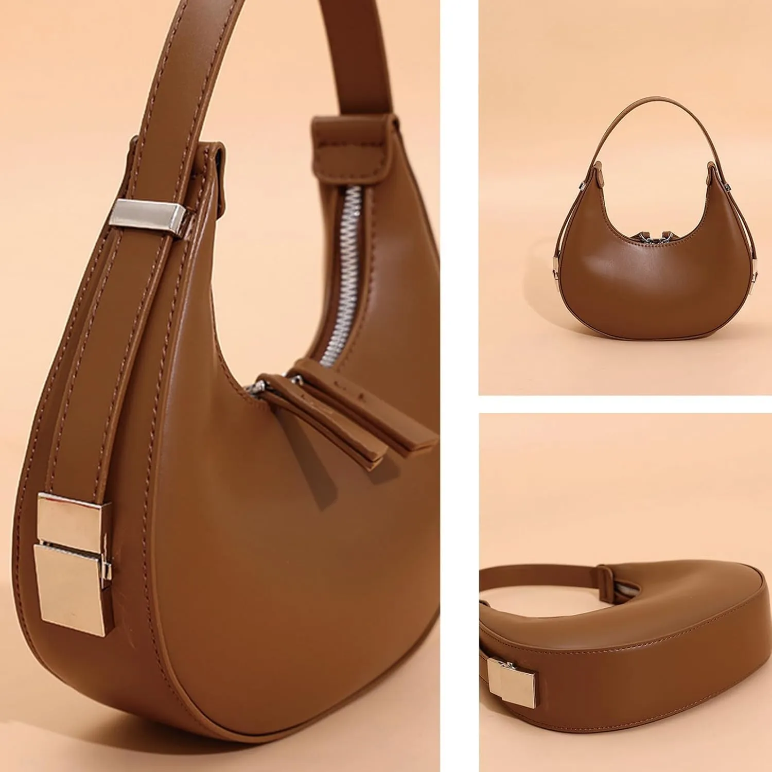 Small Purse for women,Trendy Cute Shoulder Bags Small Clutch Hobo Tote Handbag With Double Zipper Closure