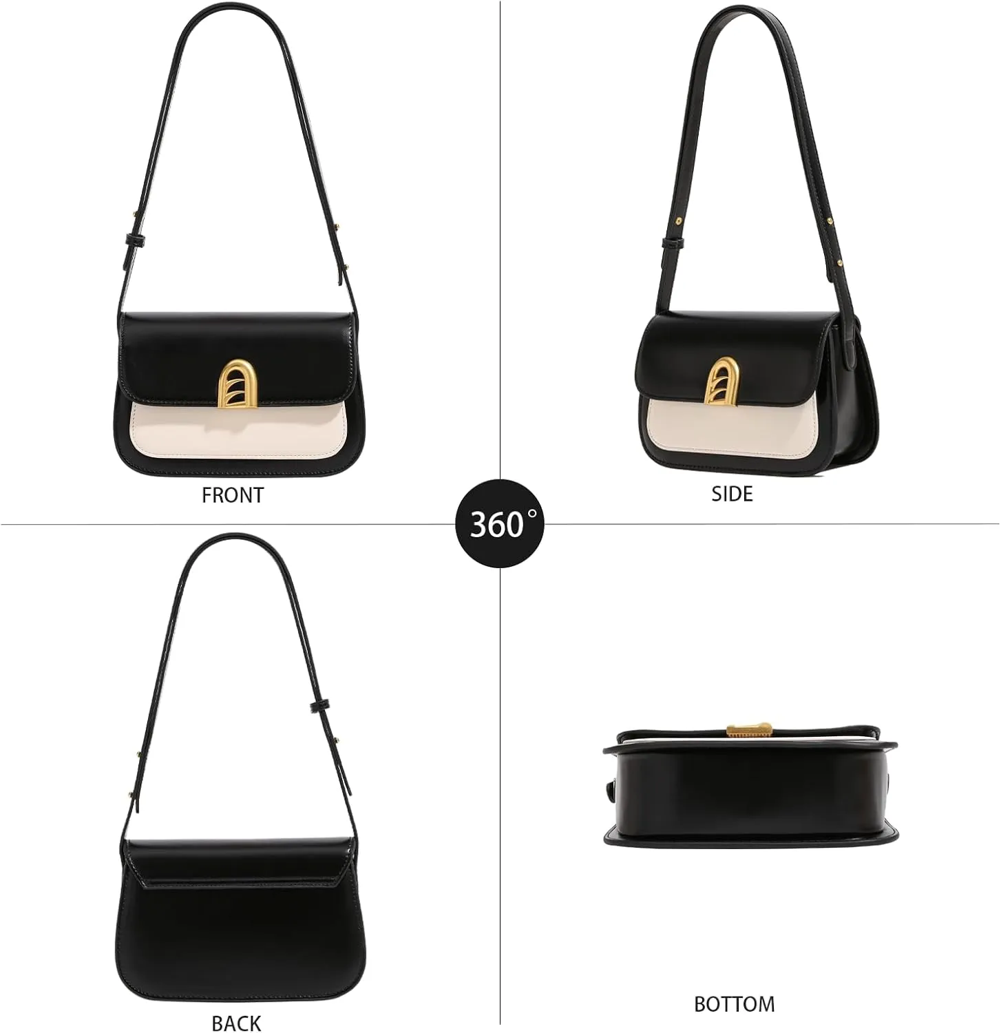 Small Shoulder Bag for Women, Adjustable Strap Leather Crossbody Purses - Clutch Tote Handbag Cute Hobo Bags Trendy Purse