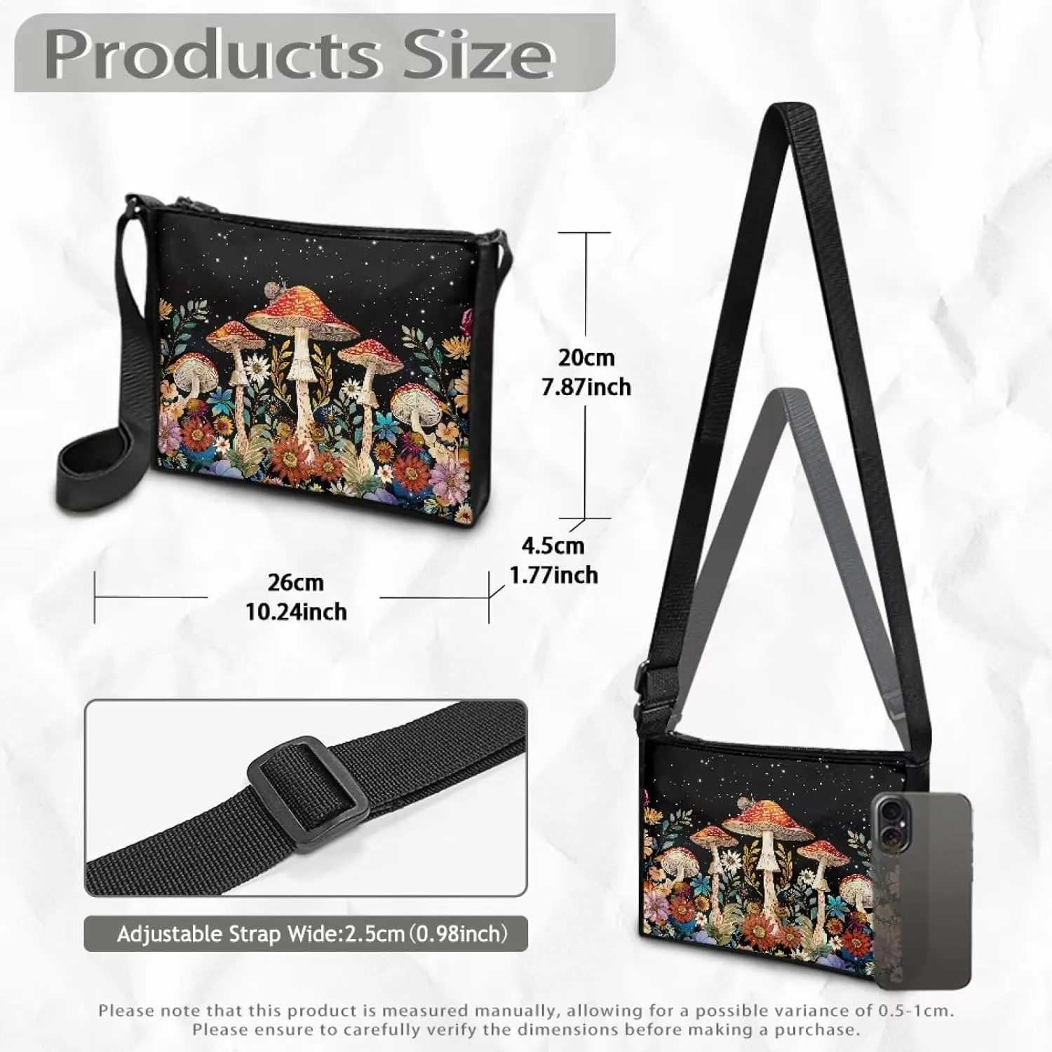 Small Shoulder Bag for Women ＆ Men Adjustable Crossbody Bag with Zipper Closure Trendy Sling Bag for Travel Sports