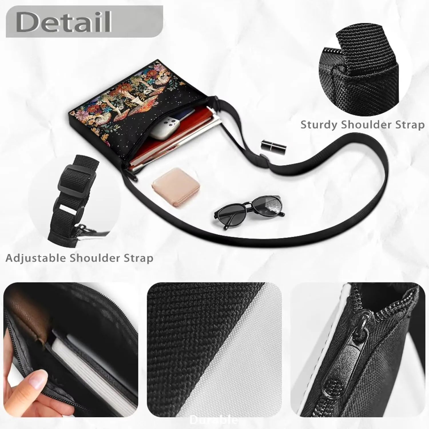 Small Shoulder Bag for Women ＆ Men Adjustable Crossbody Bag with Zipper Closure Trendy Sling Bag for Travel Sports