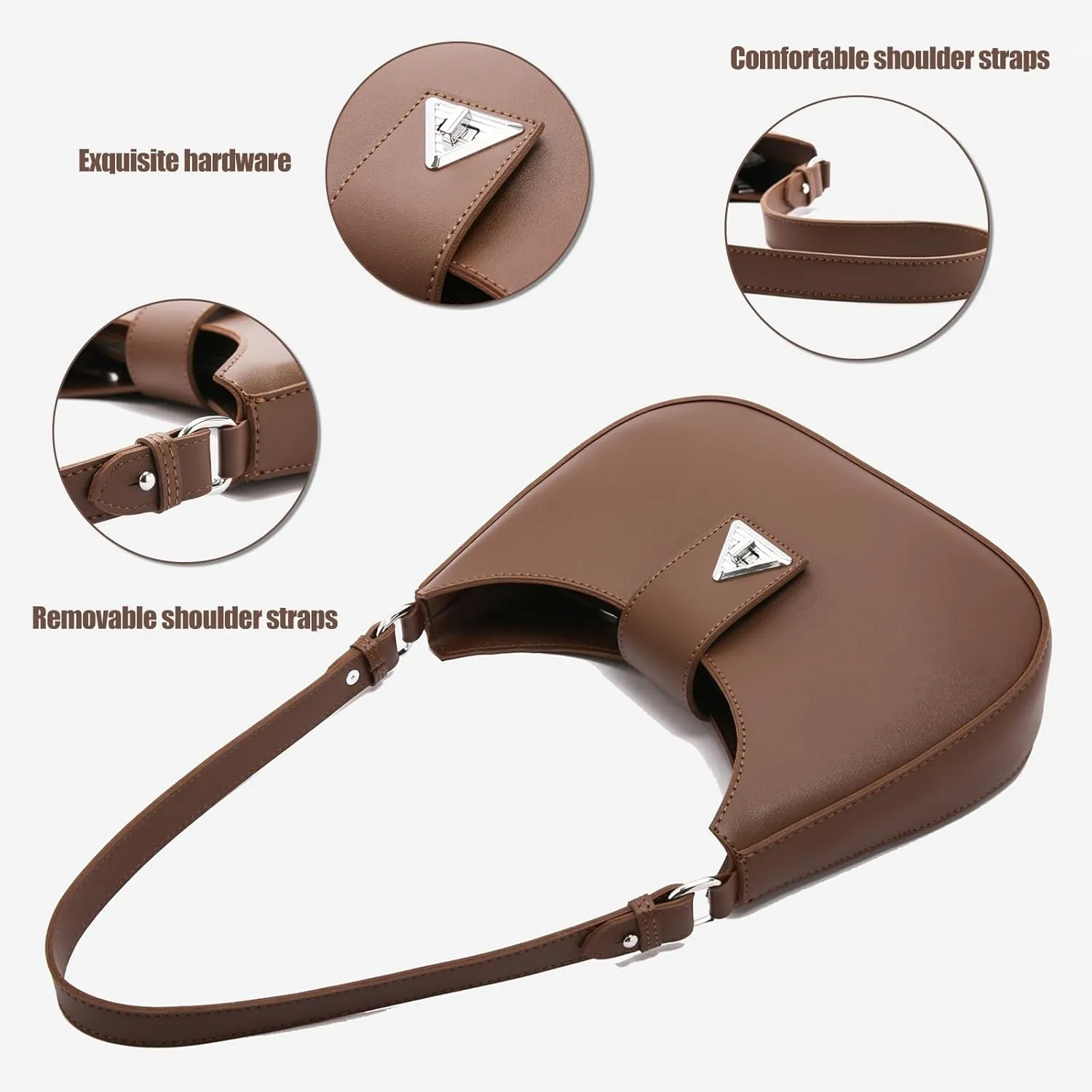 Small Shoulder Purse for Women - Mini Leather Shoulder Bag Little Tote Bag Trendy Hobo Bag with Zipper
