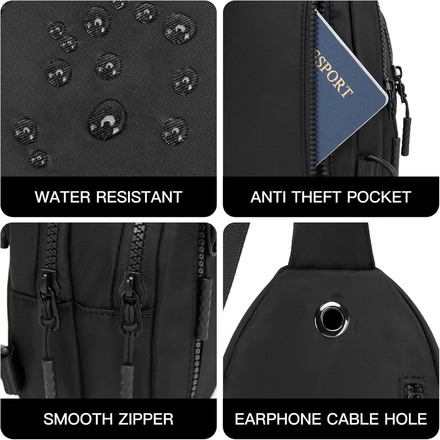 Small Sling Bag Crossbody Bag for Women with 4 Pockets Cross Body Fanny Pack Womens Chest Bag for Outdoors Traveling