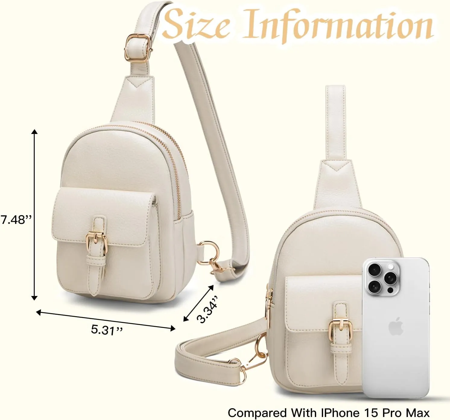 Small Sling Bag Fanny Pack for Girls Vegan Leather 3 Pockets Crossbody Purse for Women Gift for Teen Girls Stuff