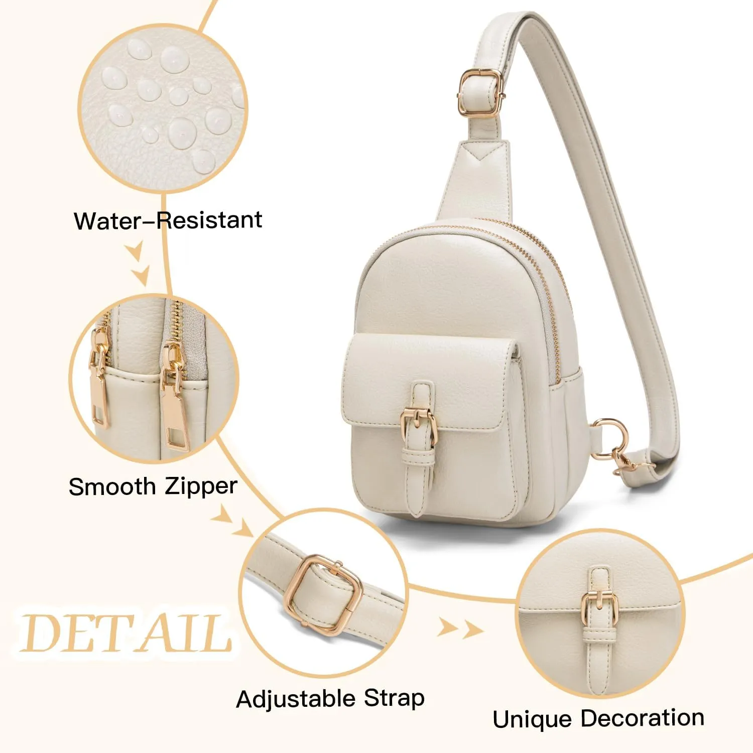 Small Sling Bag Fanny Pack for Girls Vegan Leather 3 Pockets Crossbody Purse for Women Gift for Teen Girls Stuff