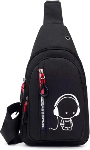 Small Sling Crossbody Bag for Women & Men – Lightweight Travel Shoulder Bag with Adjustable Strap – Compact One Strap Backpack for Hiking, Walking & Everyday Use, Black