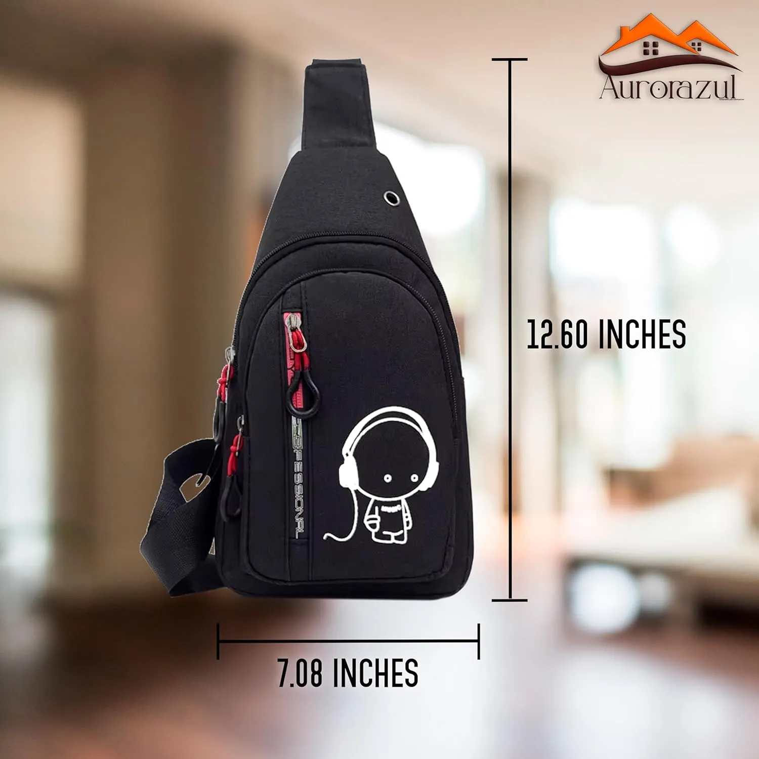 Small Sling Crossbody Bag for Women & Men – Lightweight Travel Shoulder Bag with Adjustable Strap – Compact One Strap Backpack for Hiking, Walking & Everyday Use, Black