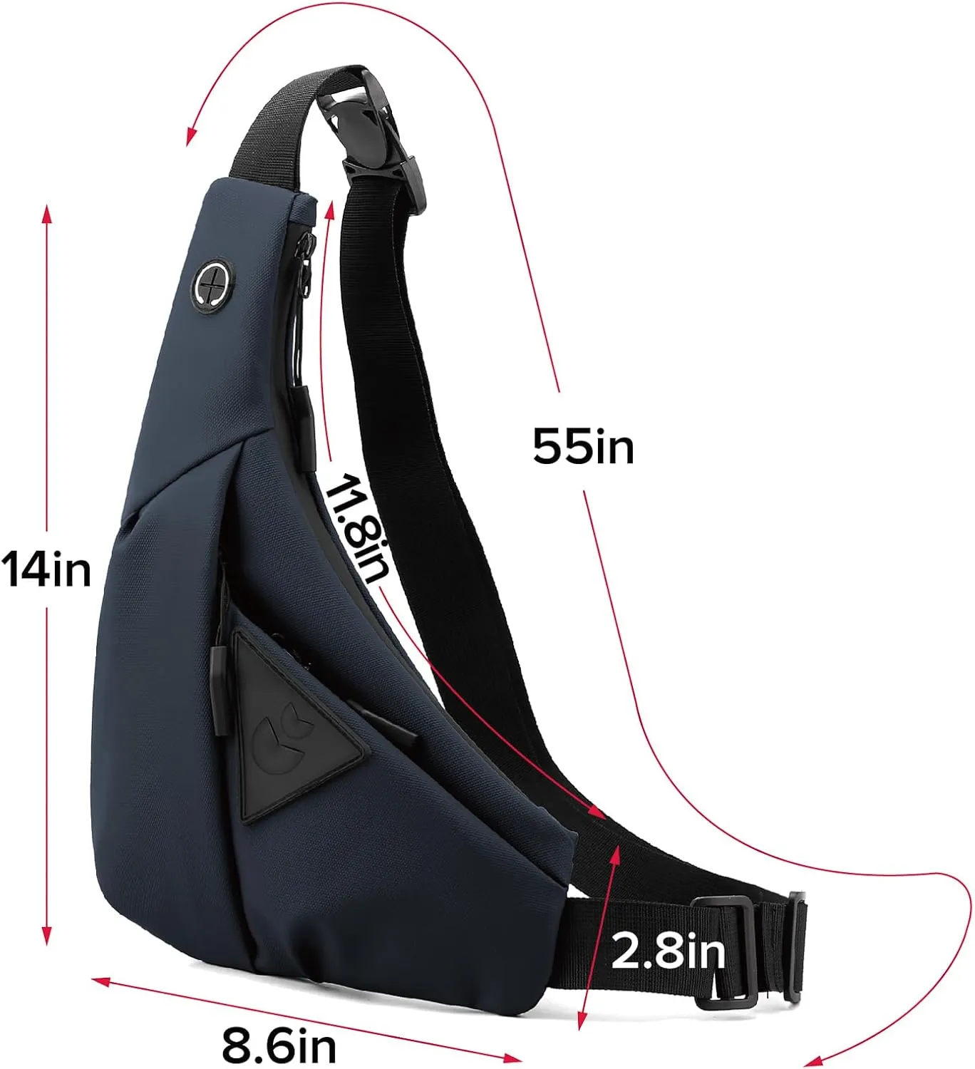 Small Sling Shoulder Crossbody Bag Men Women, Lightweight Anti-theft One Strap Casual Chest Bag Slim Backpack for Outdoor Walking Trip Hiking Biking Blue