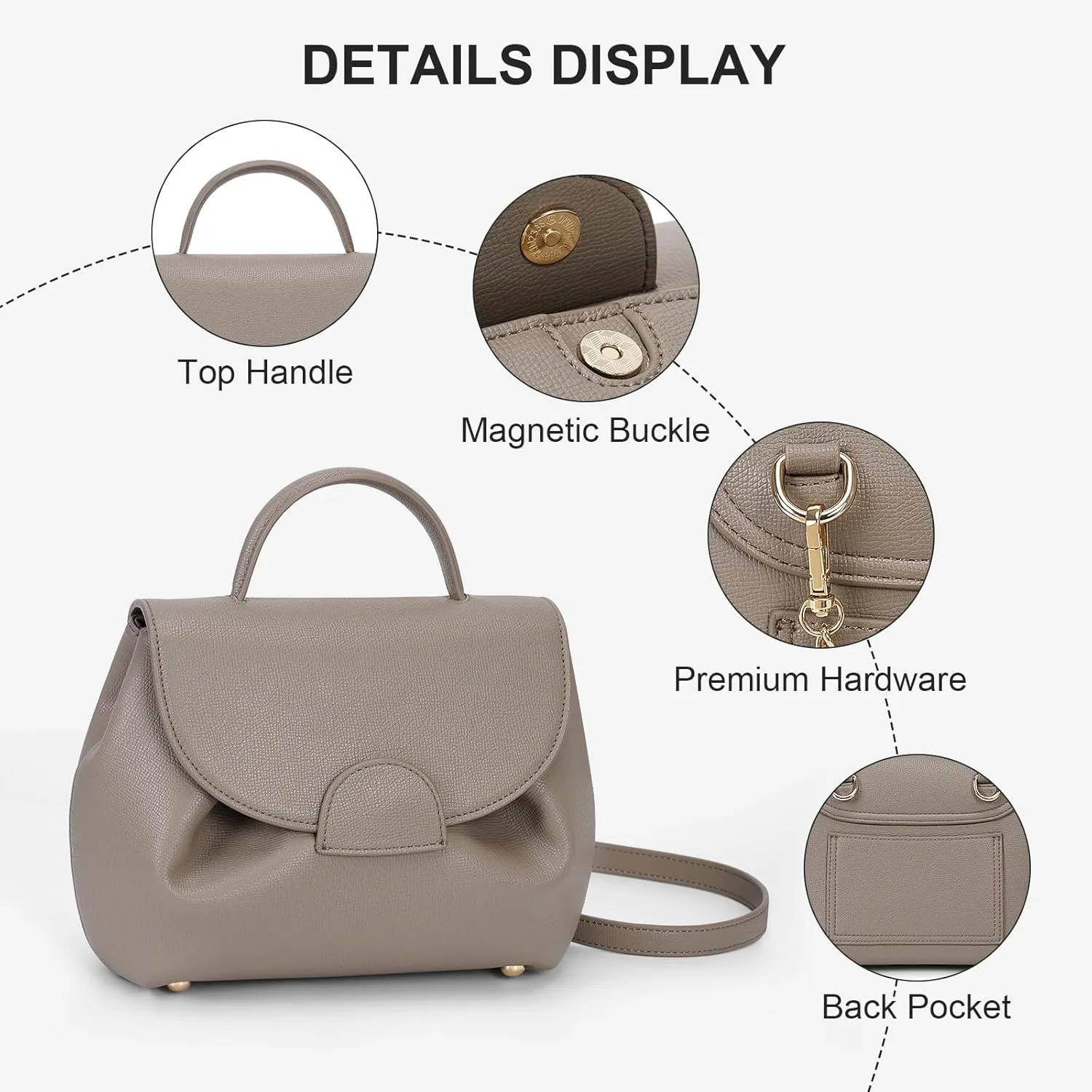 Small Top Handle Bag Crossbody Bags Purses for Women Designer Luxury Mini Faux Leather Shoulder Bag Handbag Satchels