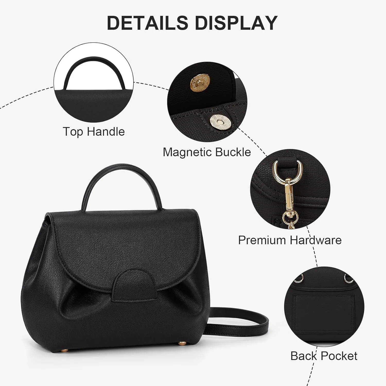 Small Top Handle Bag Crossbody Bags Purses for Women Designer Luxury Mini Faux Leather Shoulder Bag Handbag Satchels