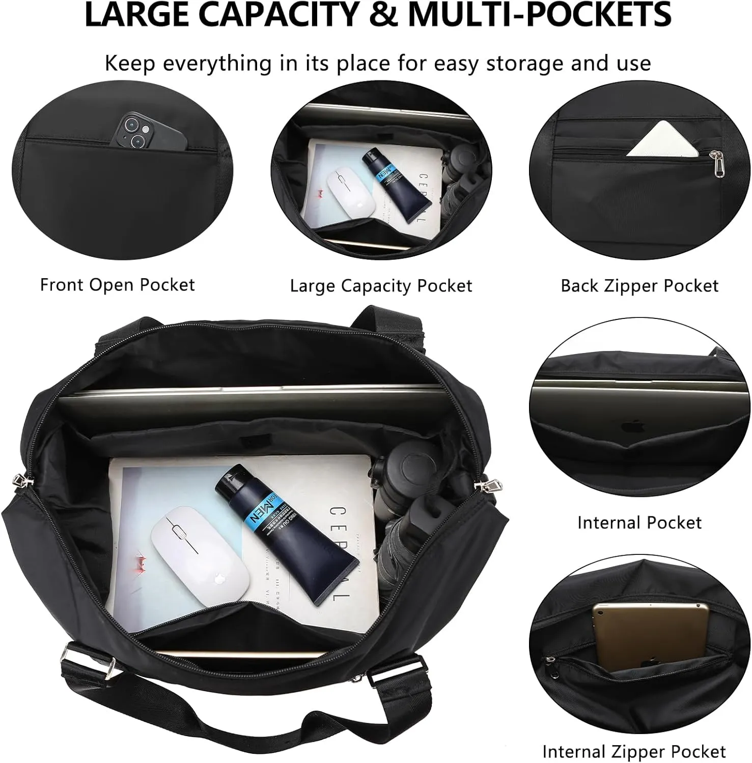 Small Travel Duffel Bag for Men Women, Portable Sports Tote Gym Bag, Personal Item Carry On Tote Weekender Bag for Airline Travel