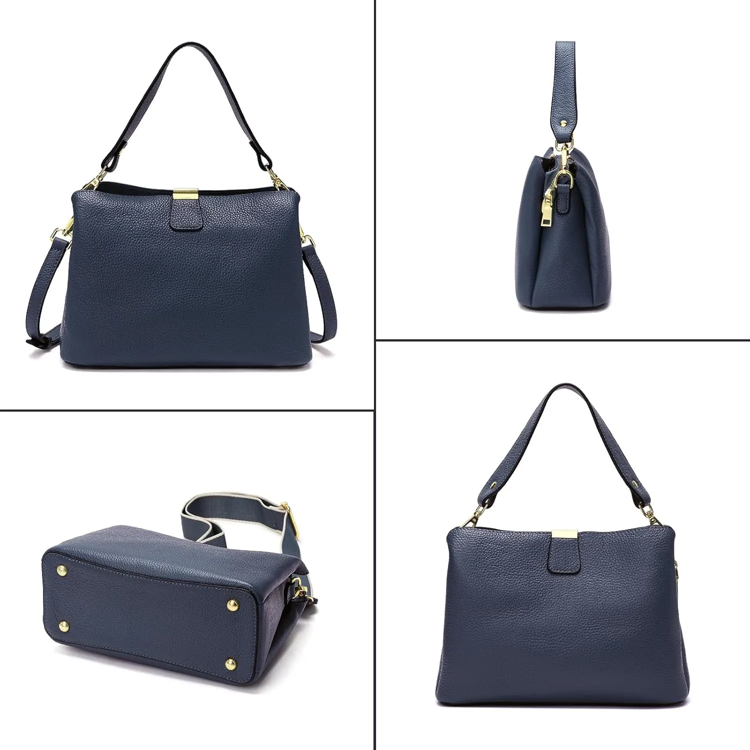 Small Women Genuine Leather Bucket Shoulder Bag Soft Crossbody Purses for Lady Handbag
