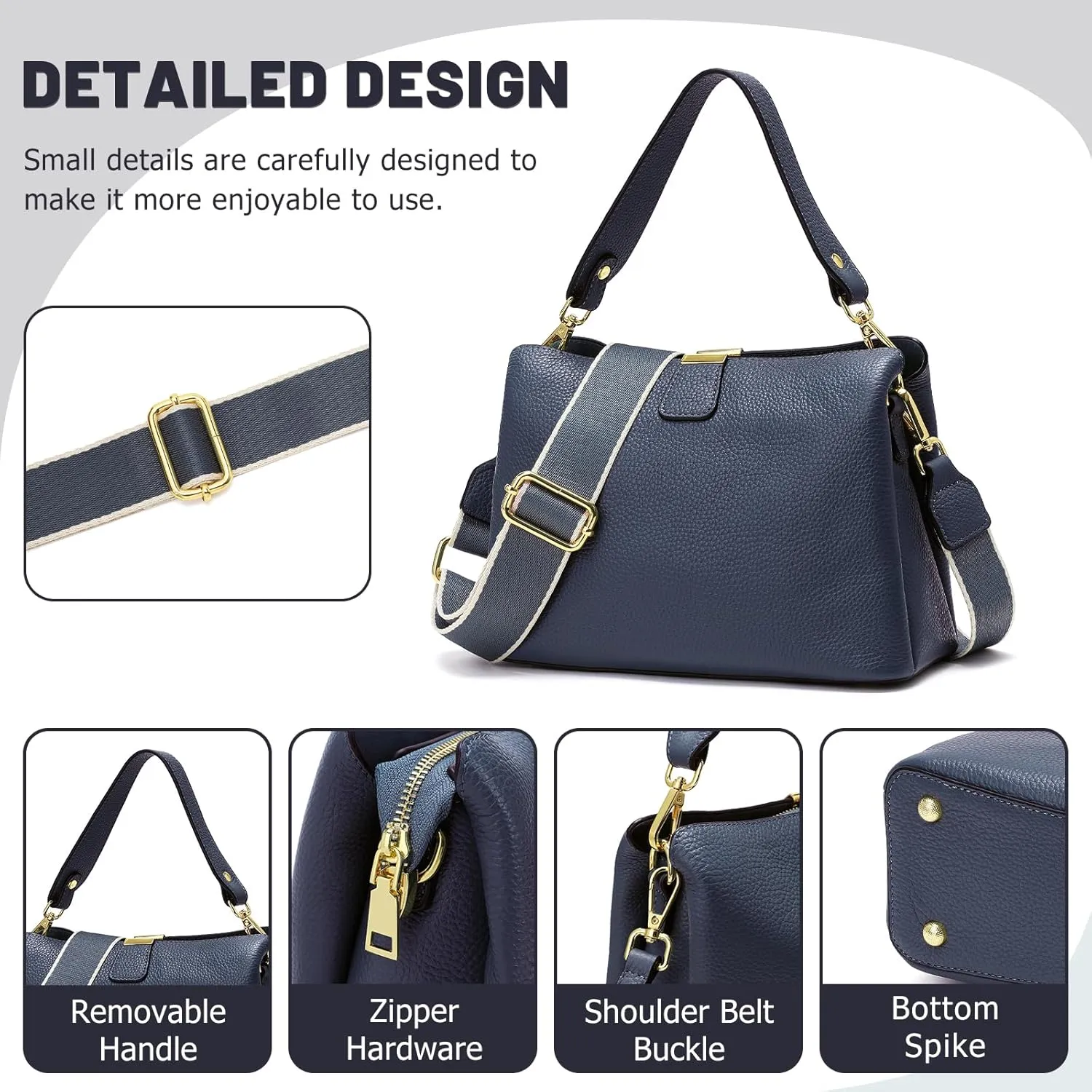 Small Women Genuine Leather Bucket Shoulder Bag Soft Crossbody Purses for Lady Handbag