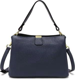 Small Women Genuine Leather Bucket Shoulder Bag Soft Crossbody Purses for Lady Handbag
