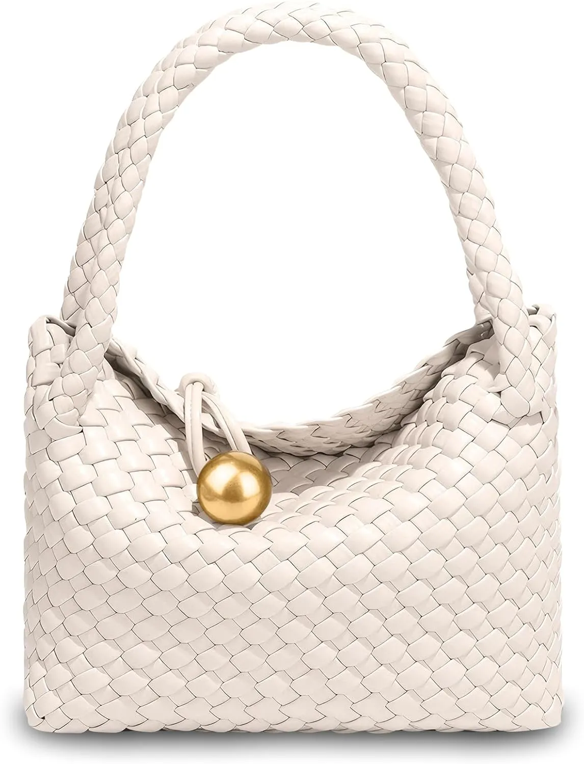 Small Woven Handbag Vegan Leather Top Luxurious Soft Shoulder Crossbody Bag Purse for Women