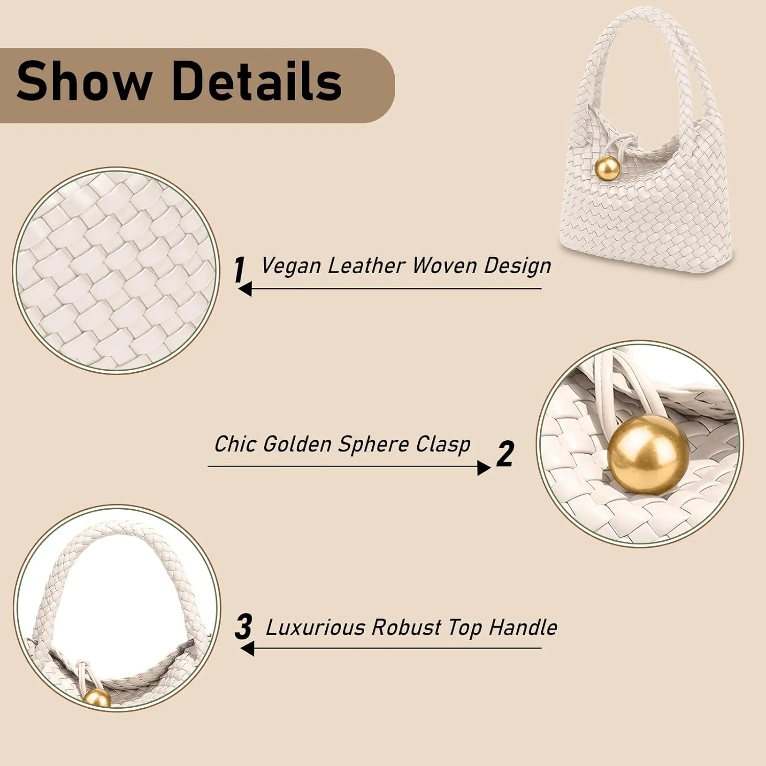 Small Woven Handbag Vegan Leather Top Luxurious Soft Shoulder Crossbody Bag Purse for Women